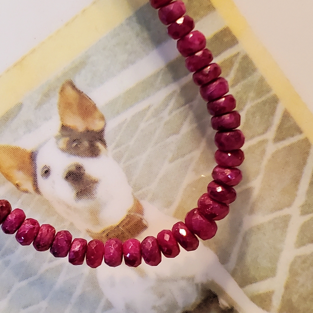 925 ROUGH-CUT NATURAL RUBY TENNIS NECKLACE